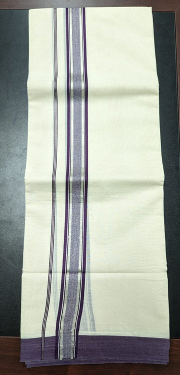 Purple Handloom Cotton Dhoti - Vayalfoods